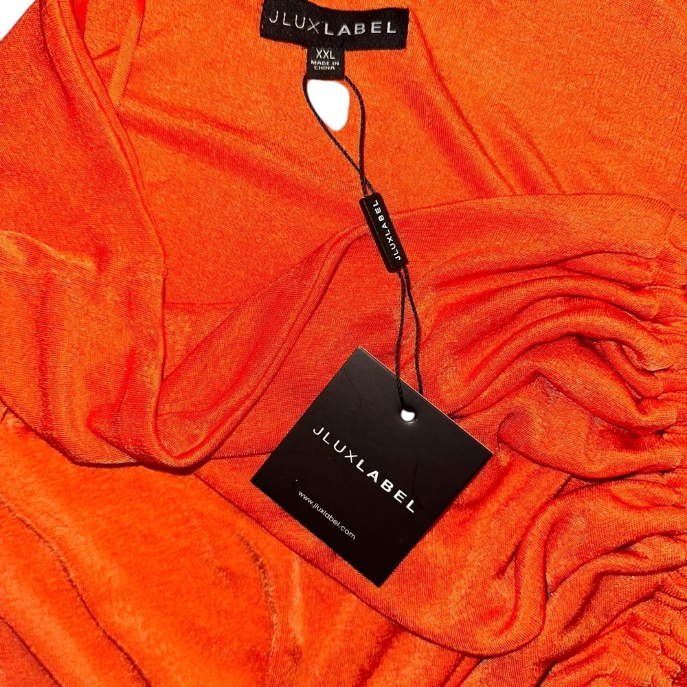NWT JLUXLABEL Women’s Orange Strapless Ruched Side-Slit Dress - Size XXL - Picture 2 of 8